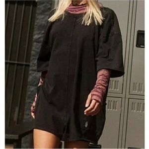 Free People Movement‎ | Hot Shot Tee Romper | Black Faded Reversible Small | NWT
